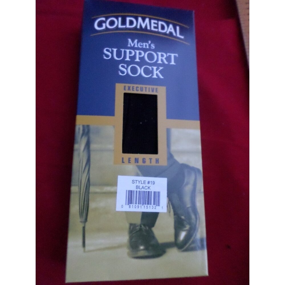 1 Pair Large Gold Medal Over the Calf Mens Dress Support Socks Made in USA Black